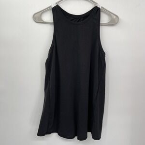 Lululemon‎ All Tied Up Tank Black Pima Cotton  Light Open Back Tie Size 2